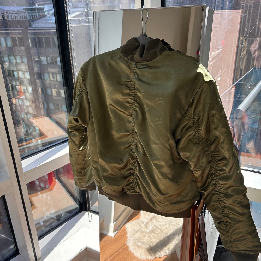 Nike Olive Green Ruched Bomber Jacket